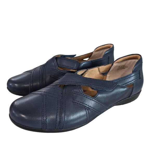 Array Cheyn Wale navy Loafer size12 Leather Upper Slip-On Shoes Cutout Design - Picture 3 of 9